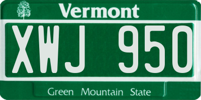 VT license plate XWJ950