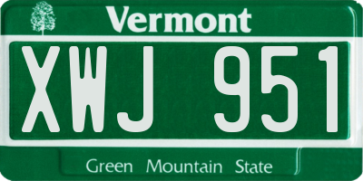 VT license plate XWJ951