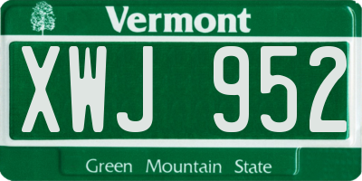VT license plate XWJ952