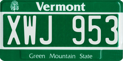 VT license plate XWJ953