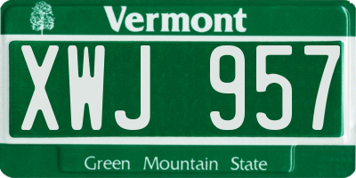 VT license plate XWJ957