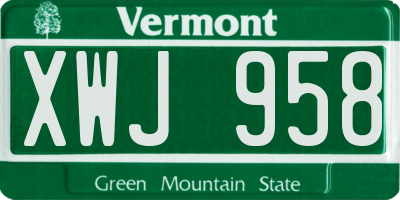 VT license plate XWJ958