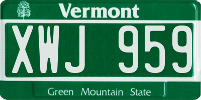 VT license plate XWJ959
