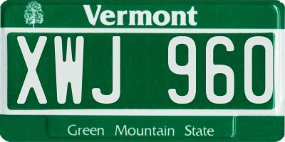 VT license plate XWJ960