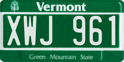 VT license plate XWJ961