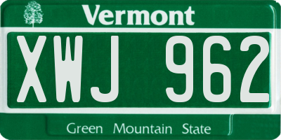 VT license plate XWJ962