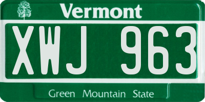 VT license plate XWJ963