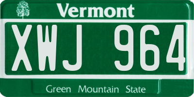 VT license plate XWJ964