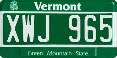 VT license plate XWJ965
