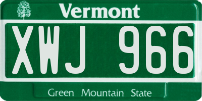 VT license plate XWJ966