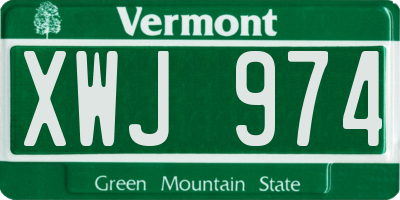 VT license plate XWJ974