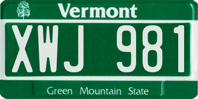 VT license plate XWJ981