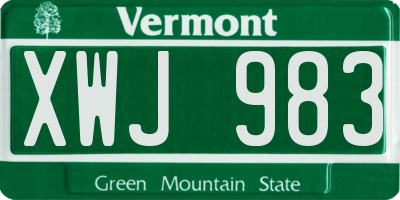 VT license plate XWJ983
