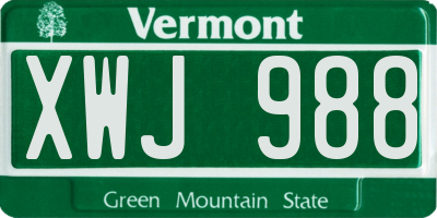 VT license plate XWJ988