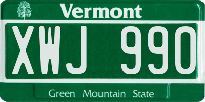 VT license plate XWJ990