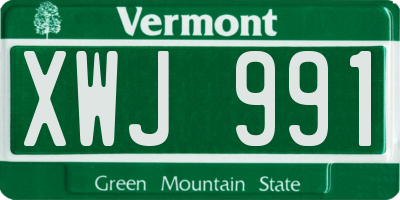 VT license plate XWJ991