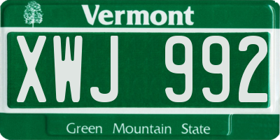 VT license plate XWJ992