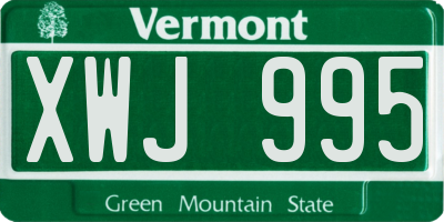 VT license plate XWJ995