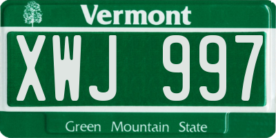 VT license plate XWJ997