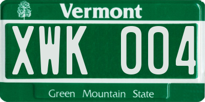 VT license plate XWK004