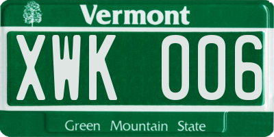 VT license plate XWK006
