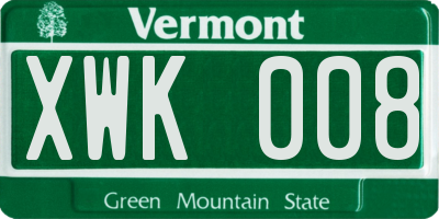 VT license plate XWK008