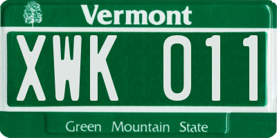VT license plate XWK011