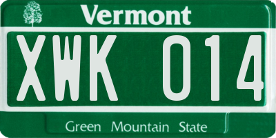 VT license plate XWK014