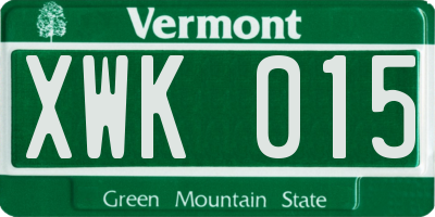 VT license plate XWK015
