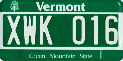 VT license plate XWK016