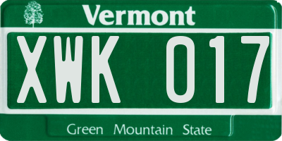VT license plate XWK017