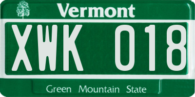 VT license plate XWK018