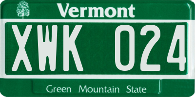 VT license plate XWK024
