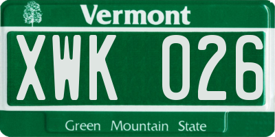 VT license plate XWK026