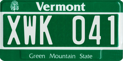 VT license plate XWK041