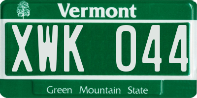 VT license plate XWK044