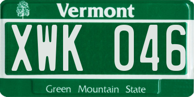 VT license plate XWK046