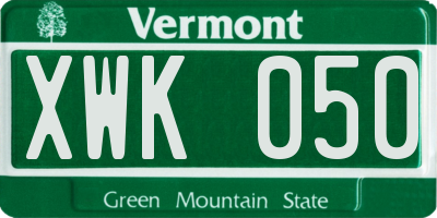 VT license plate XWK050