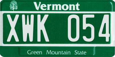 VT license plate XWK054