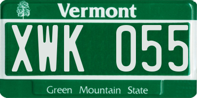 VT license plate XWK055