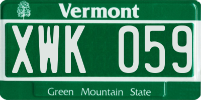 VT license plate XWK059