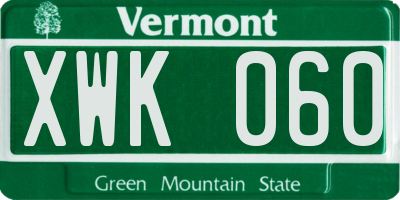 VT license plate XWK060