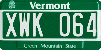 VT license plate XWK064