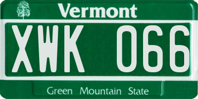 VT license plate XWK066