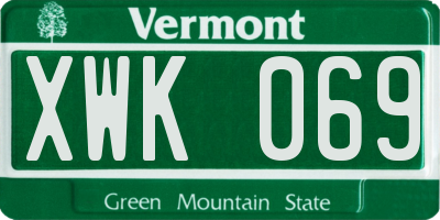 VT license plate XWK069