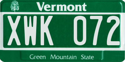 VT license plate XWK072