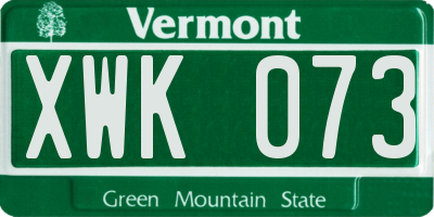VT license plate XWK073