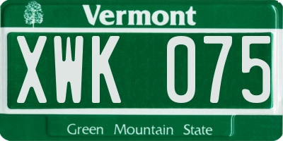 VT license plate XWK075
