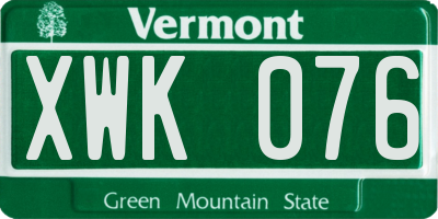 VT license plate XWK076