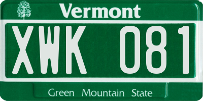 VT license plate XWK081